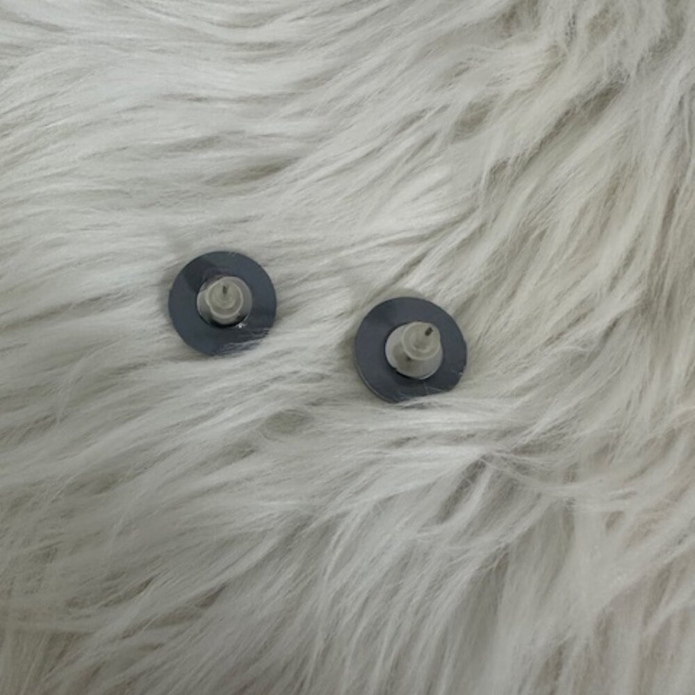 Silver Mirror Circle Stud Earrings Handmade  8718  Handmade NWT Boutique - Picture 2 of 3